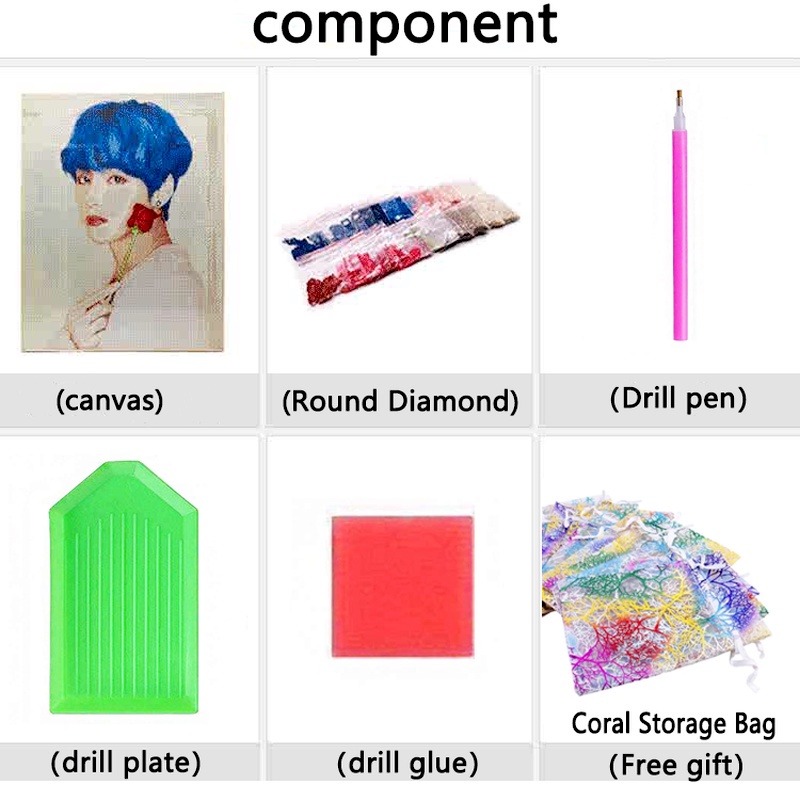 Tranh Đính Đá DIY Hình Nhóm Nhạc BTS Kích Thước 30x40cm Dễ Thương