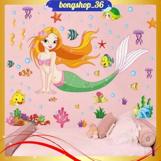 Tranh decal dán tường nàng tiên cá cho bé - decal dán tường - mã 32.