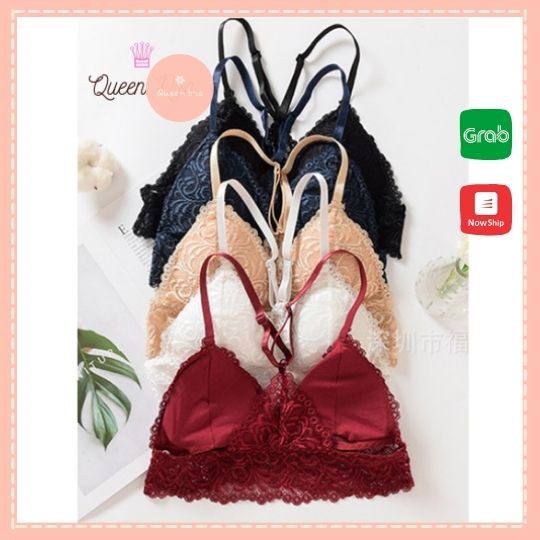 Áo bra ren quyến rũ, brallte 2 dây chéo lưng ấn tượng, dạng lót cổ yếm, Queennga