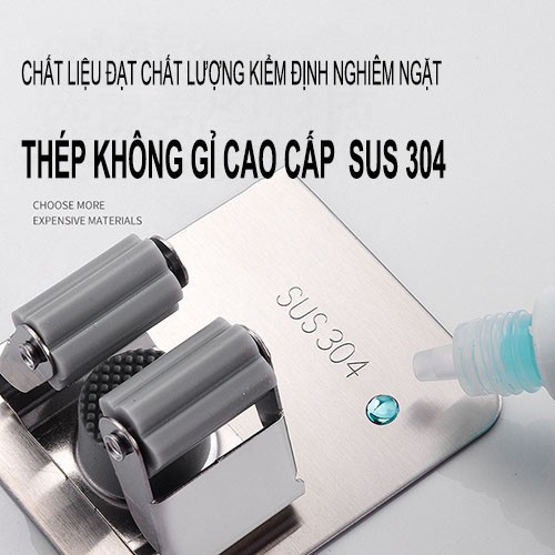 Giá Đỡ Cây Lau Nhà INOX Gắn Tường Không Cần Khoan Tiện Dụng Bền Chắc - Bảo hành 12 tháng