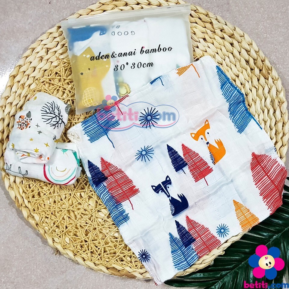 khăn sữa cho bé, Set 3 khăn sữa sợi tre Muslin Made in Việt Nam 30x30cm { CHUYÊN SỈ }