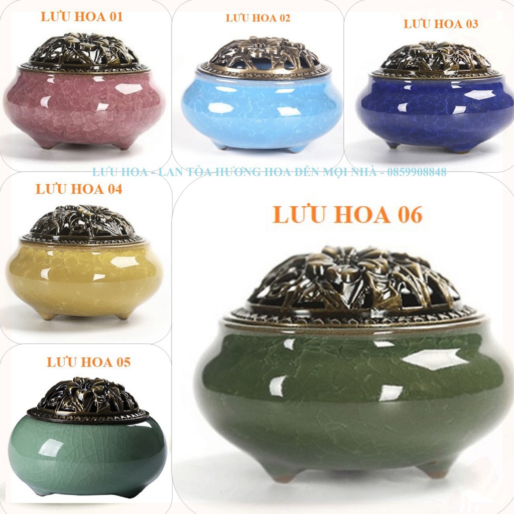 Trầm hương, lư đốt trầm men rạn ngọc cao cấp ..