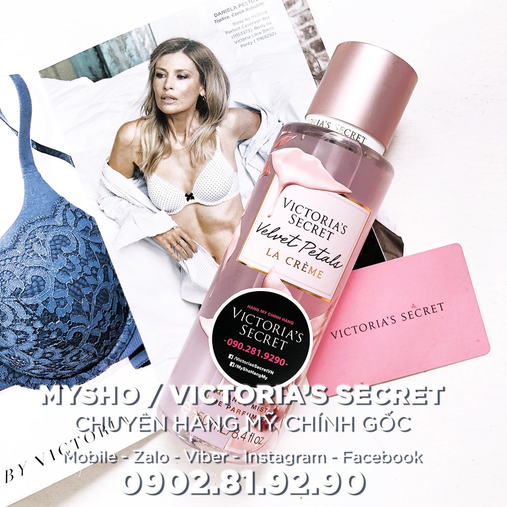 [250ml] Xịt thơm cơ thể Velvet Petals La Creme Mist, Hàng VS USA