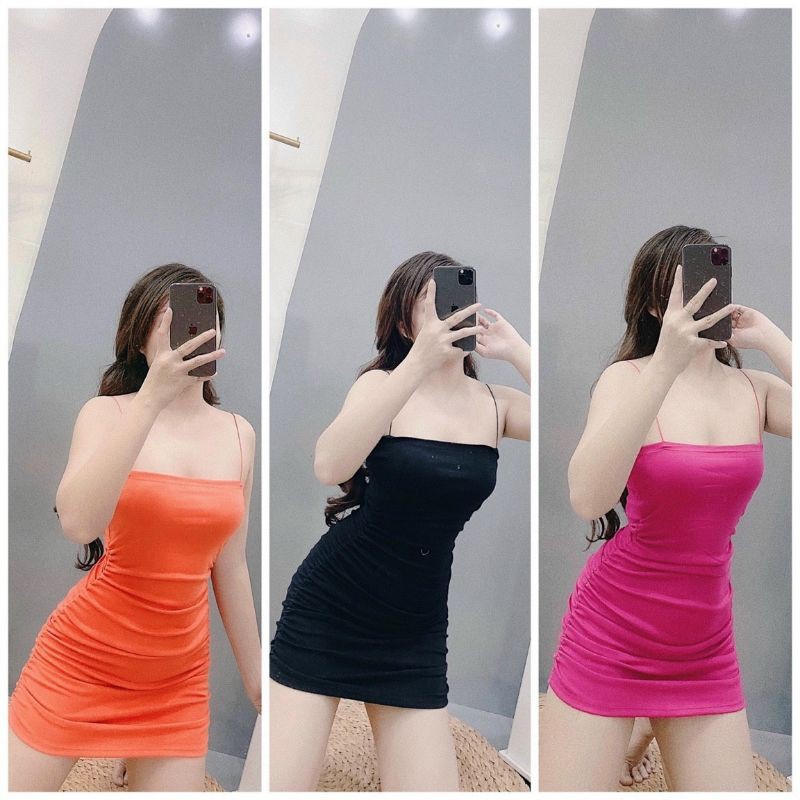 Đầm body 2 dây chỉ nhúng 2 bên_cachuashophcm