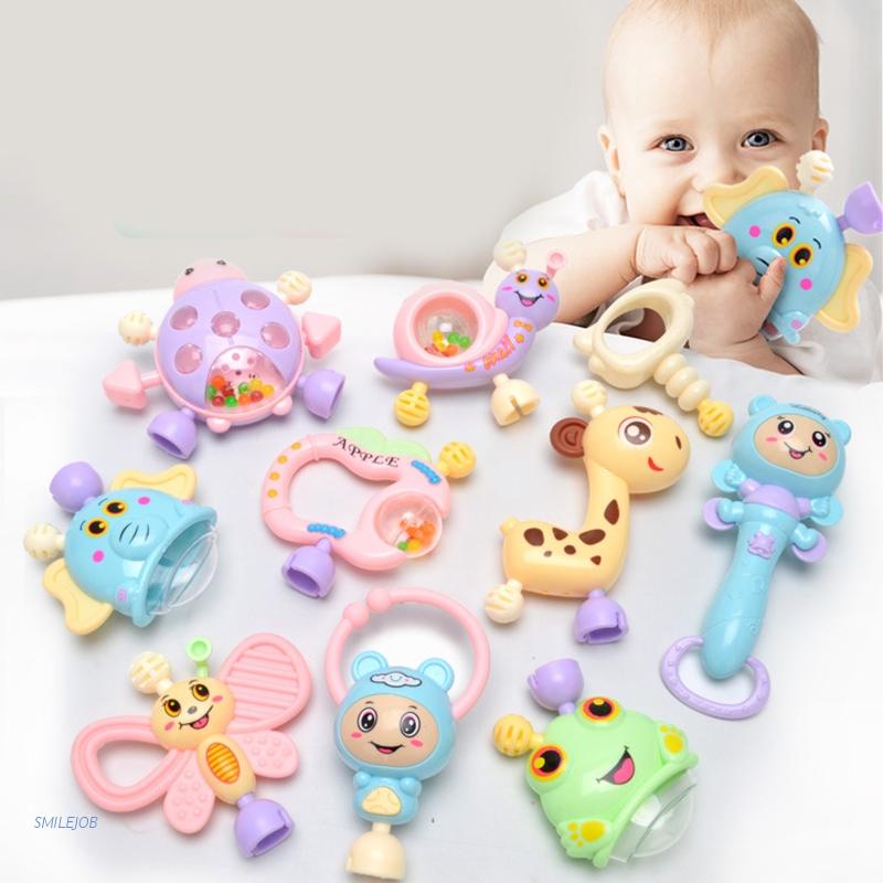Set 6-10 Đồ Chơi Lục Lạc Cầm Tay Cho Bé 0-12 Tháng Tuổi