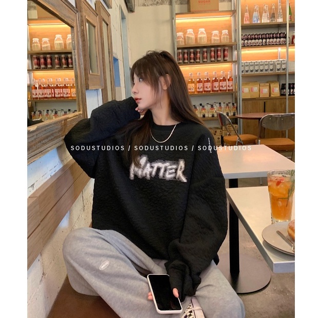 Xiaozhainv Áo Nỉ Tay Dài Cổ Tròn Dáng Rộng In Chữ Cá Tính Phong Cách Retro Thời Trang Cho Nữ | BigBuy360 - bigbuy360.vn