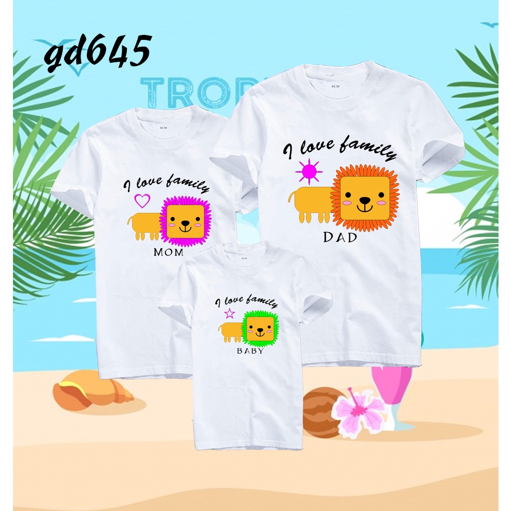 áo thun đồng phục gia đình màu trắng family lion -- [Giá niêm yết là giá của 1 áo]