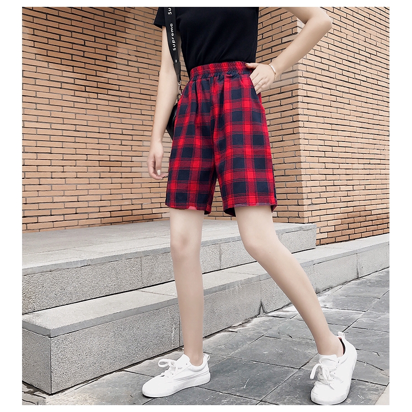 SUXI Quần Sọt Lưng Cao Dáng Rộng Thiết Kế Đơn Giản Hợp Thời Trang