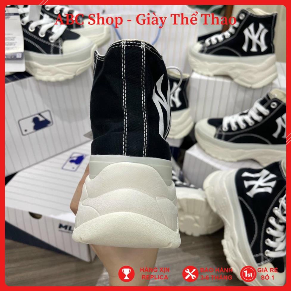 Giầy MLB NY đen cao cổ hót trend , Giày MLB đen đế trắng full box phụ kiện bill tag