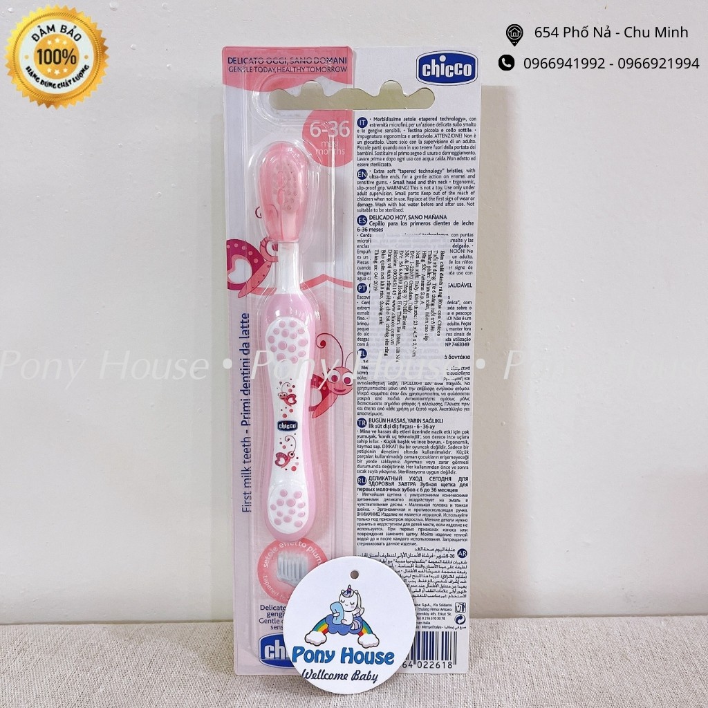 Bàn Chải Đánh Răng Chicco Siêu Mềm Cho Bé 6 Tháng đến 3 Tuổi Hình Động Vật Đáng Yêu  (Hàng Chính Hãng)
