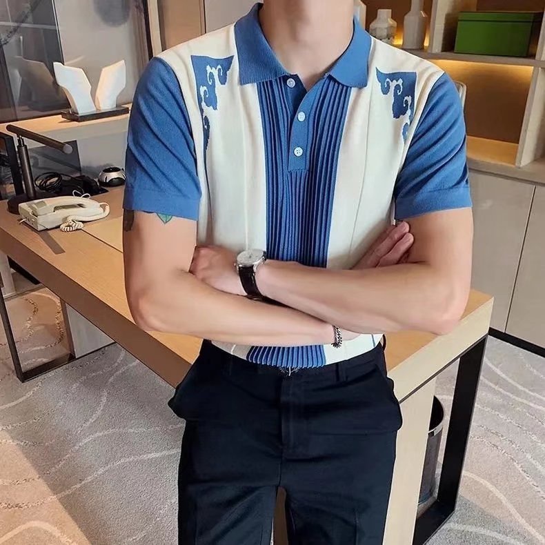 Áo Thun polo Ngắn Tay Bằng Lụa Lạnh Ôm Dáng Phong Cách Hàn Quốc Thời Trang Mùa Hè Cho Nam Size M-3XL