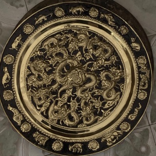 Mâm đồng vàng nguyên chất – Cửu Long Chầu Nguyệt