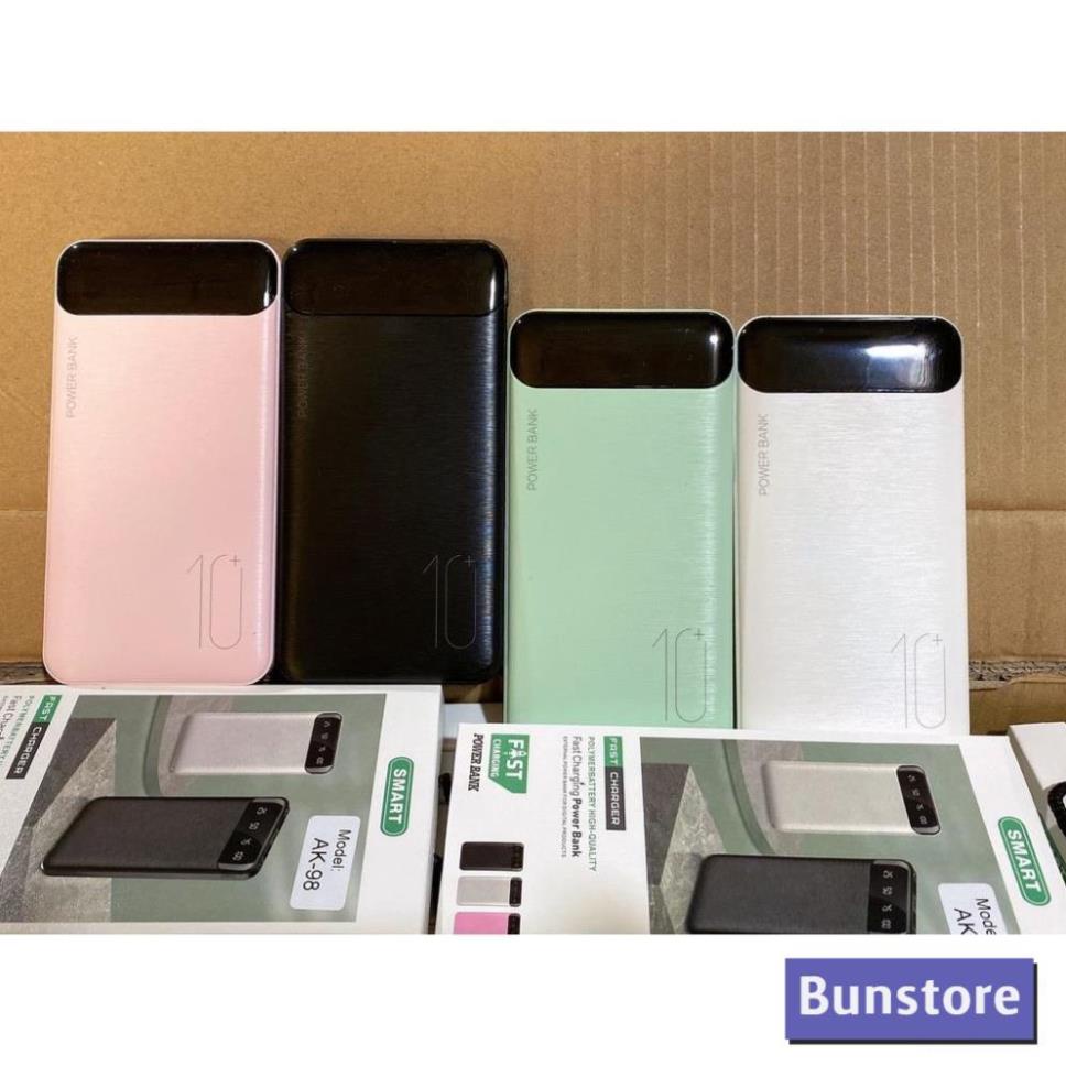Sạc dự phòng AK98 10000mAh 2 cổng USB hỗ trợ sạc nhanh màn hình LED hiển thị pin dự phòng