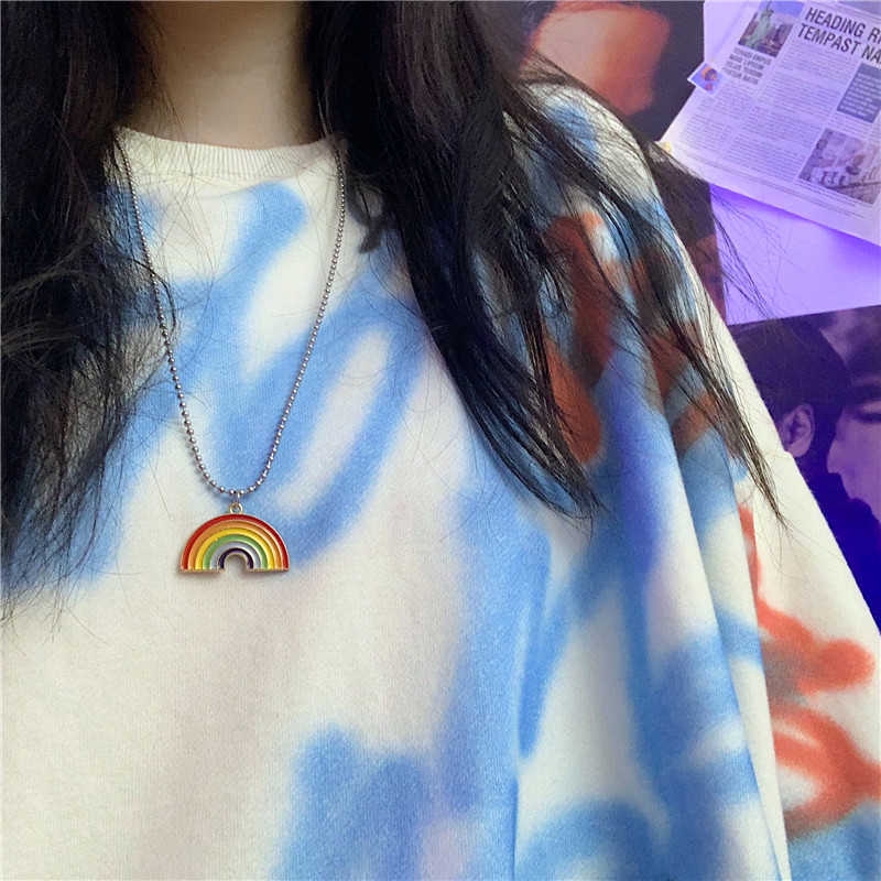 Vòng cổ chuỗi hạt cầu vồng phong cách Hàn Quốc trẻ trung dành cho nữ