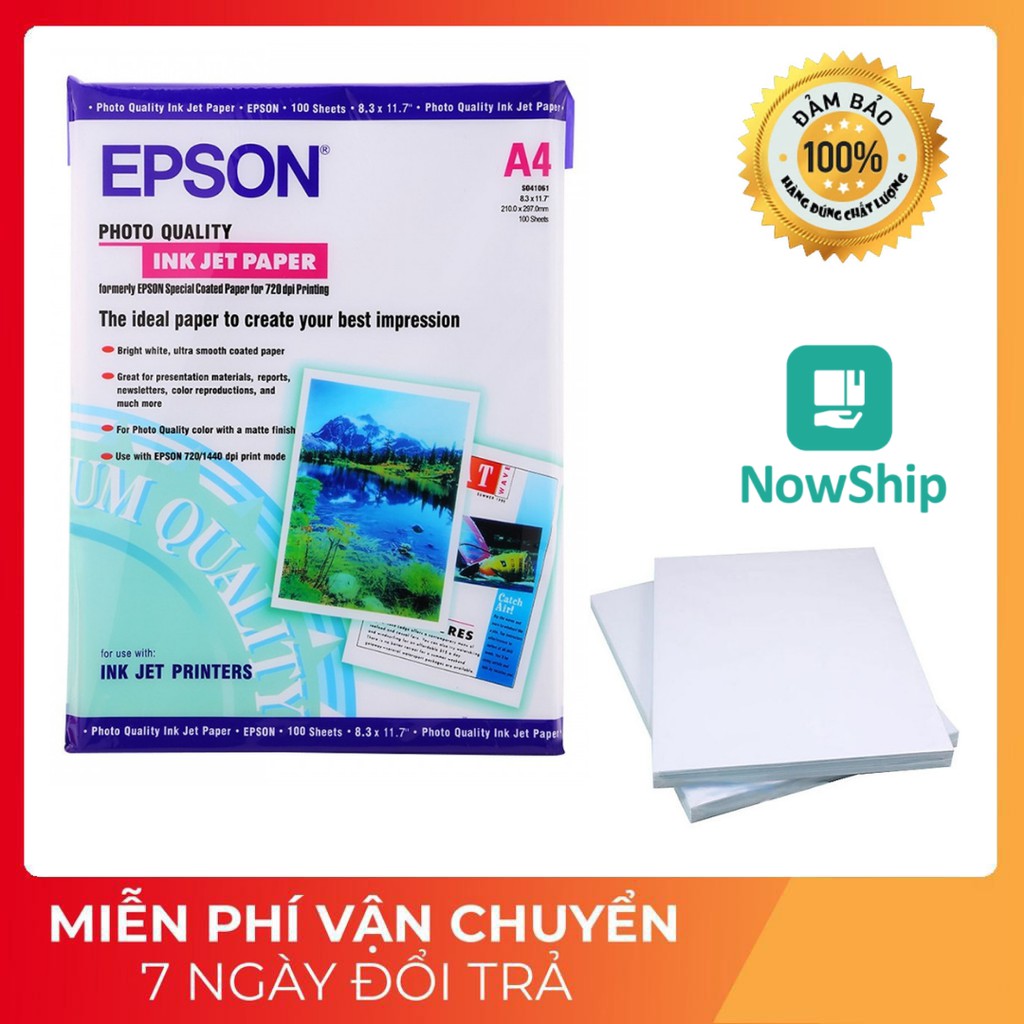 Giấy in màu Epson A4 100 tờ ĐL130gsm - Giấy in phun - Giấy in ảnh cán mờ { dụng cụ văn phòng phẩm các loại,..}