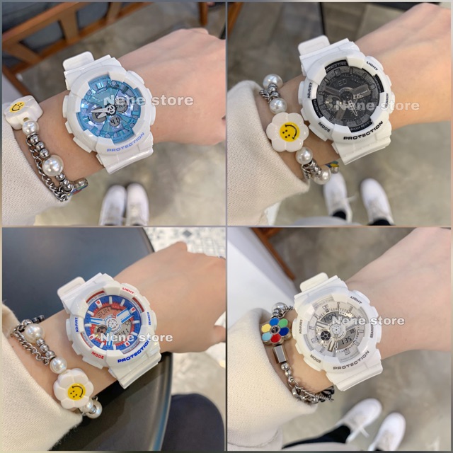 Đồng hồ nữ HSET dây nhựa trắng nhiều màu kiểu dáng năng động cho tuổi teen