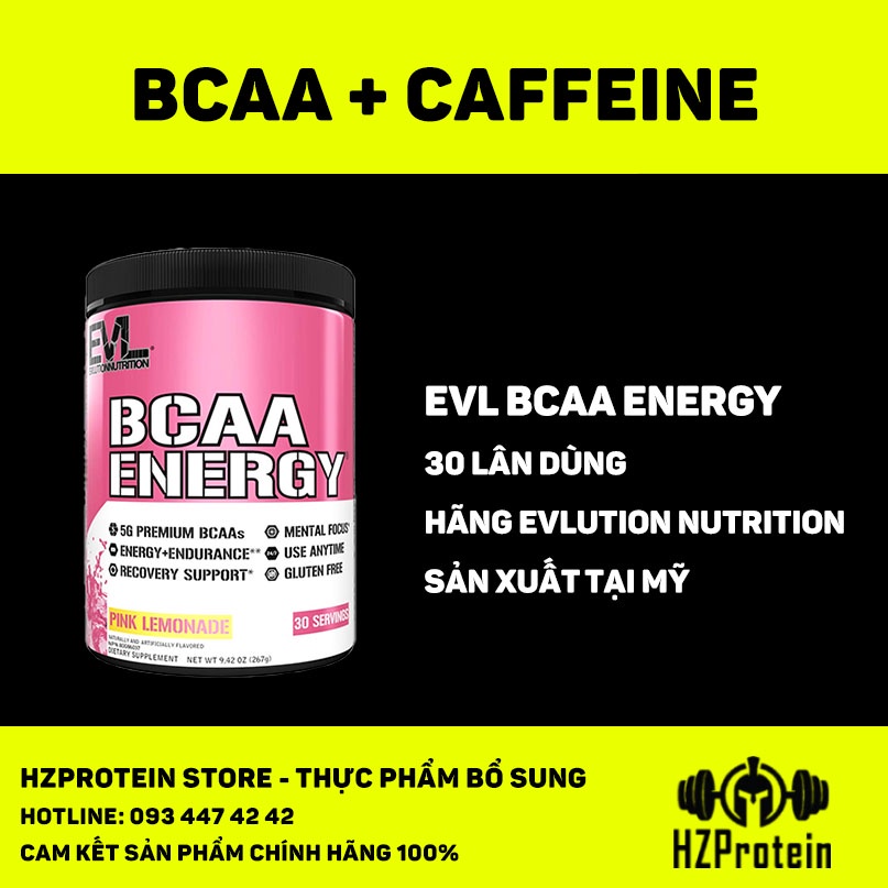 EVL BCAA ENERGY - PHỤC HỒI CƠ BẮP, BỔ SUNG CAFFEINE (30 LẦN DÙNG)