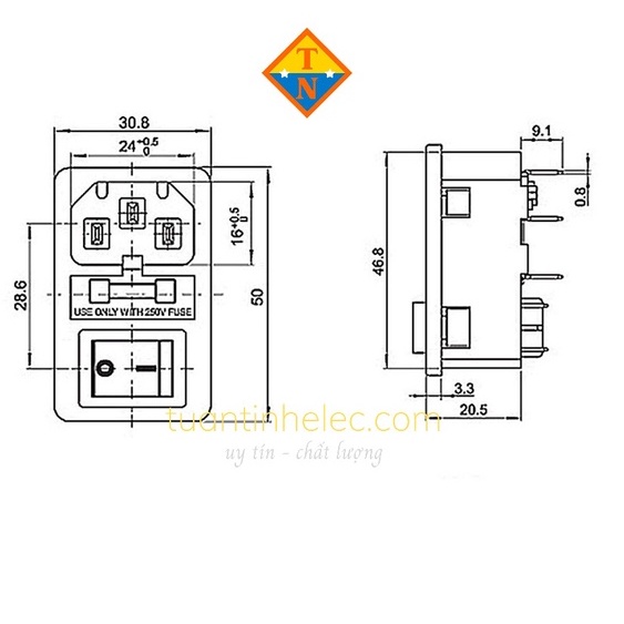 Ổ Cắm Điện Tích Hợp Công Tắc, Cầu Chì 10a 250v