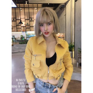 Áo Khoác Nữ Da Lộn Dáng Bomber