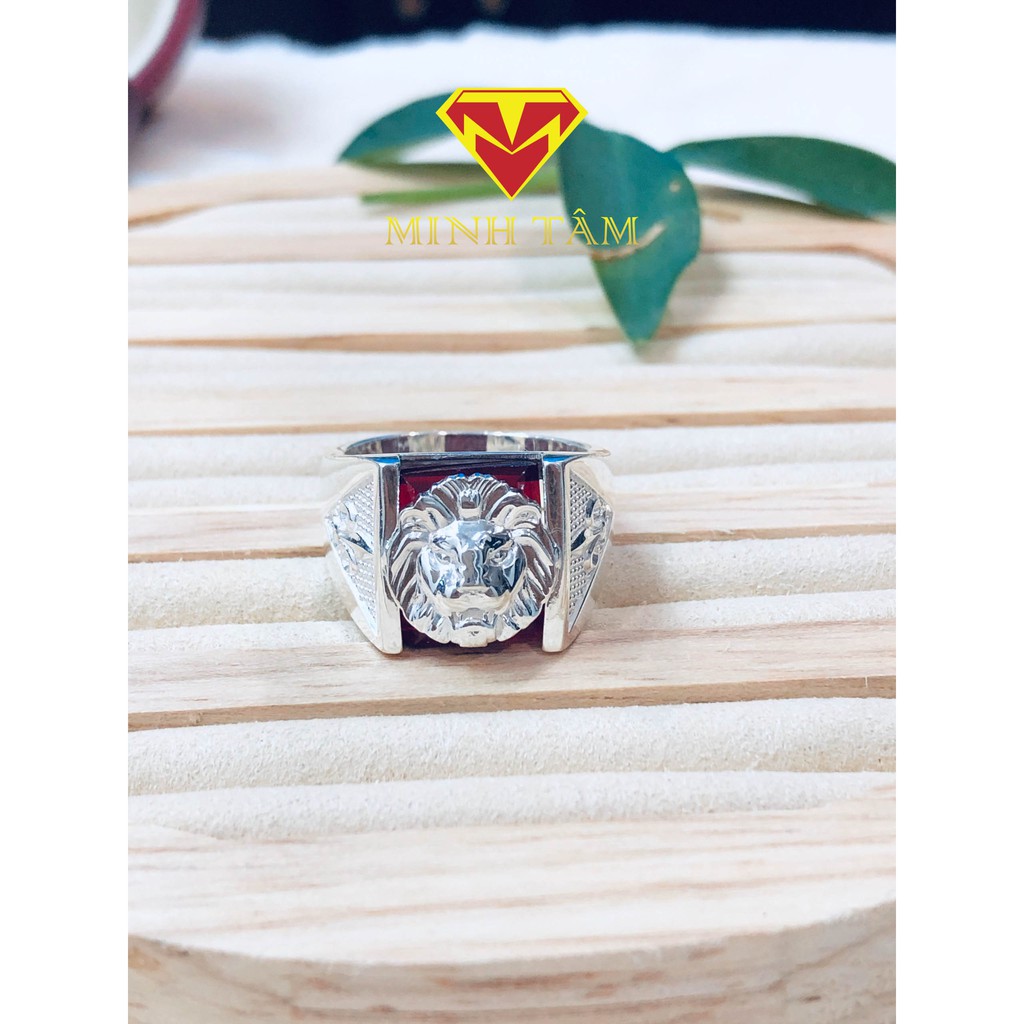 Nhẫn bạc nam bản to đầu sư tử quyền lực NNY001 bạc Italy S950- Minh Tâm Jewelry