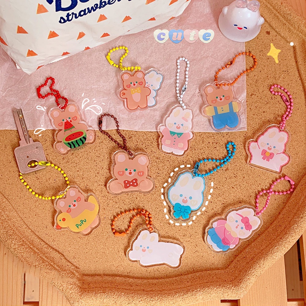 1 Móc Chìa Khóa Bằng Nhựa Acrylic Họa Tiết Hoạt Hình Nhiều Màu Dễ Thương