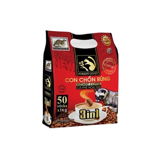 Giá sốc: cà phê hòa tan 3in1 con chồn rừng túi 50 gói đỏ 50 que x 18gr