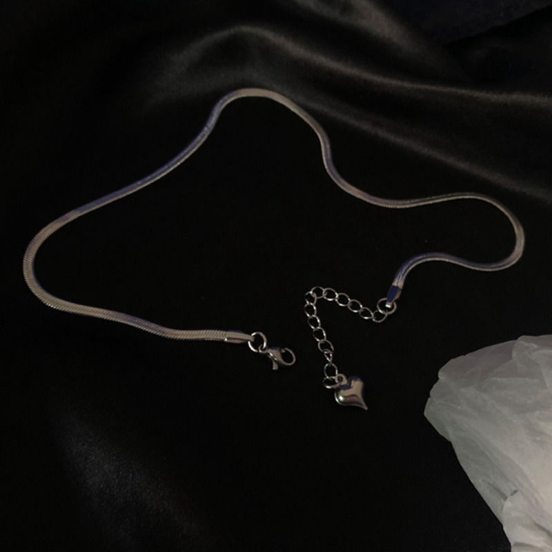 Vòng cổ xương rắn bản to phẳng đơn giản bằng thép titanium