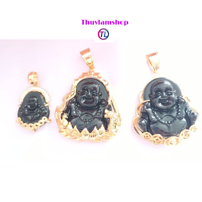 Mặt dây chuyền phật Di Lặc bọc thép titan không đen không gỉ cưòi vui vẻ bình an may mắn