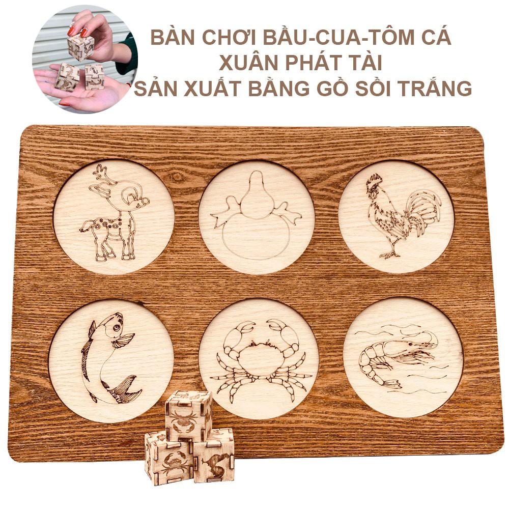 Lắc Bầu Cua Tôm Cá Bàn Gỗ Siêu Bền,Board Game Lễ Hội Vui Nhộn Mua Một Lần Chơi Mãi Mãi