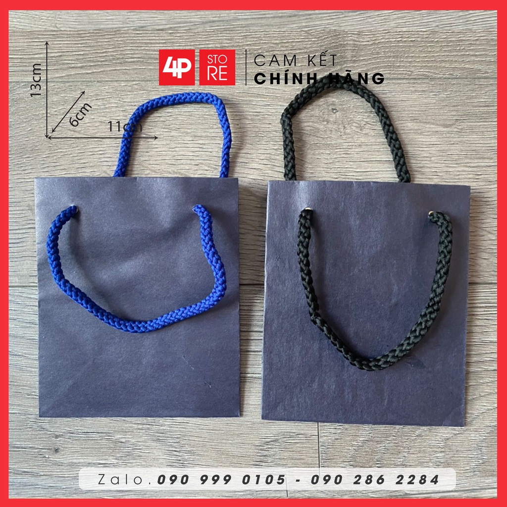 TÚI GIẤY XANH DƯƠNG ĐẬM QUAI DÙ  11 X 13 X 6 CM