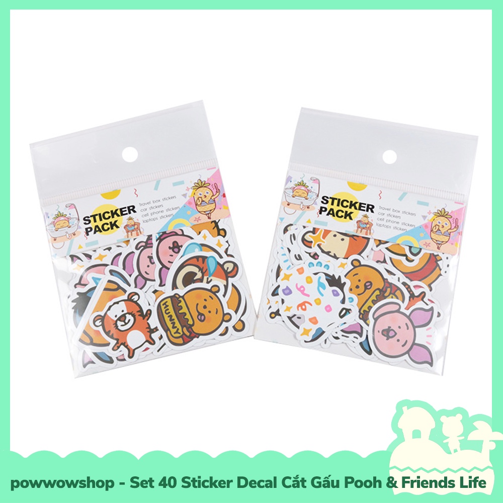 [Sẵn VN - Hỏa Tốc] Set 40/60 Sticker Mini Decal Dán Trang Trí Vật Dụng Mẫu Gấu Pooh &amp; Friends Funny Emotional