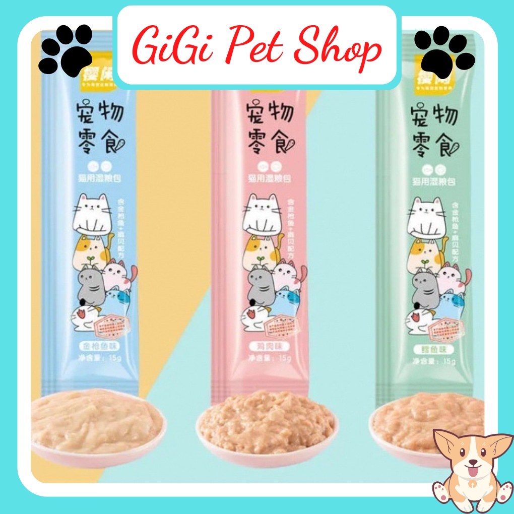 Súp thưởng cho mèo Shizuka, Catfood thanh 15g đầy đủ dinh dưỡng cho thú cưng thức ăn giá rẻ - GiGi Pet Shop