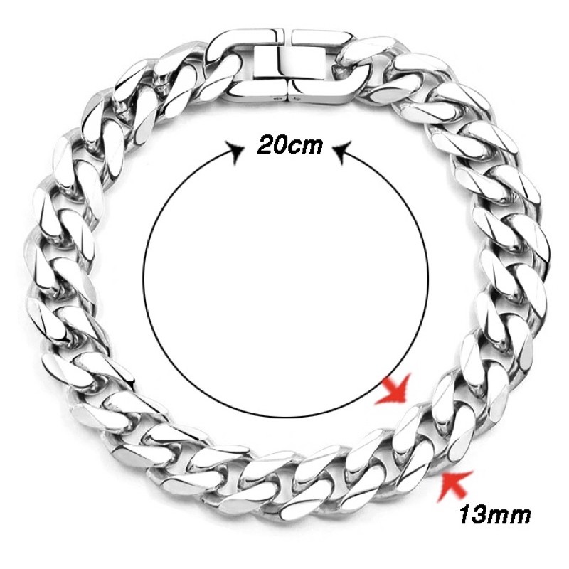 Lắc tay titan xích vát cạnh bản 13mm khoá hộp không gỉ