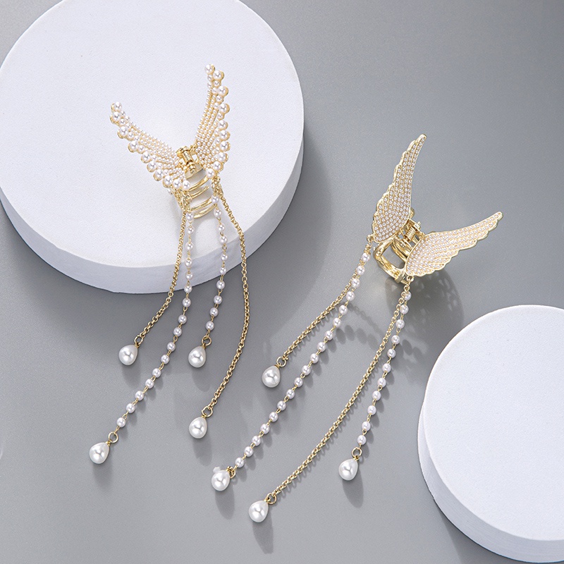 Kẹp Tóc Hình Bướm Đính Ngọc Trai Giả Bằng Kim Loại Kích Thước Nhỏ Cho Nữ