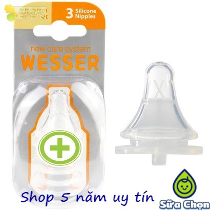 Núm vú silicon Wesser cổ hẹp/ cổ rộng