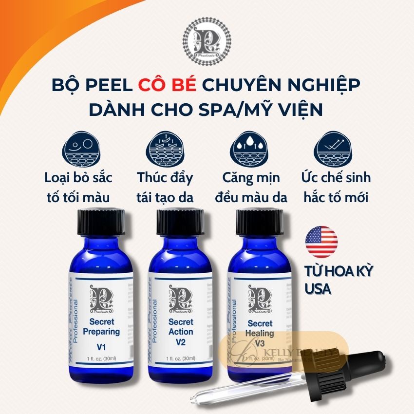 Bộ Peel Cô Bé MIBITI PRUDENTE USA - Giúp Khử Thâm; Trẻ Hóa, Giảm Nhăn Vùng Da | Kelly Beauty