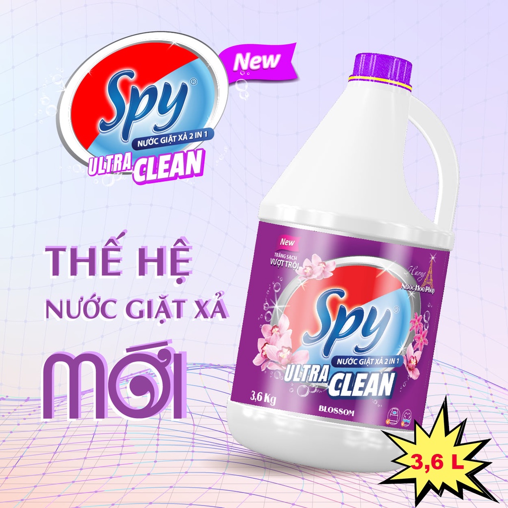 Nước giặt xả SPY Ultra Clean màu Tím 3,6 kg