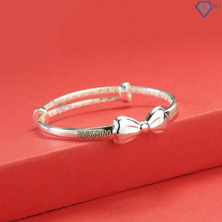 Lắc tay bạc cho bé gái hình nơ khắc tên theo yêu cầu LTT0042 - TNJ