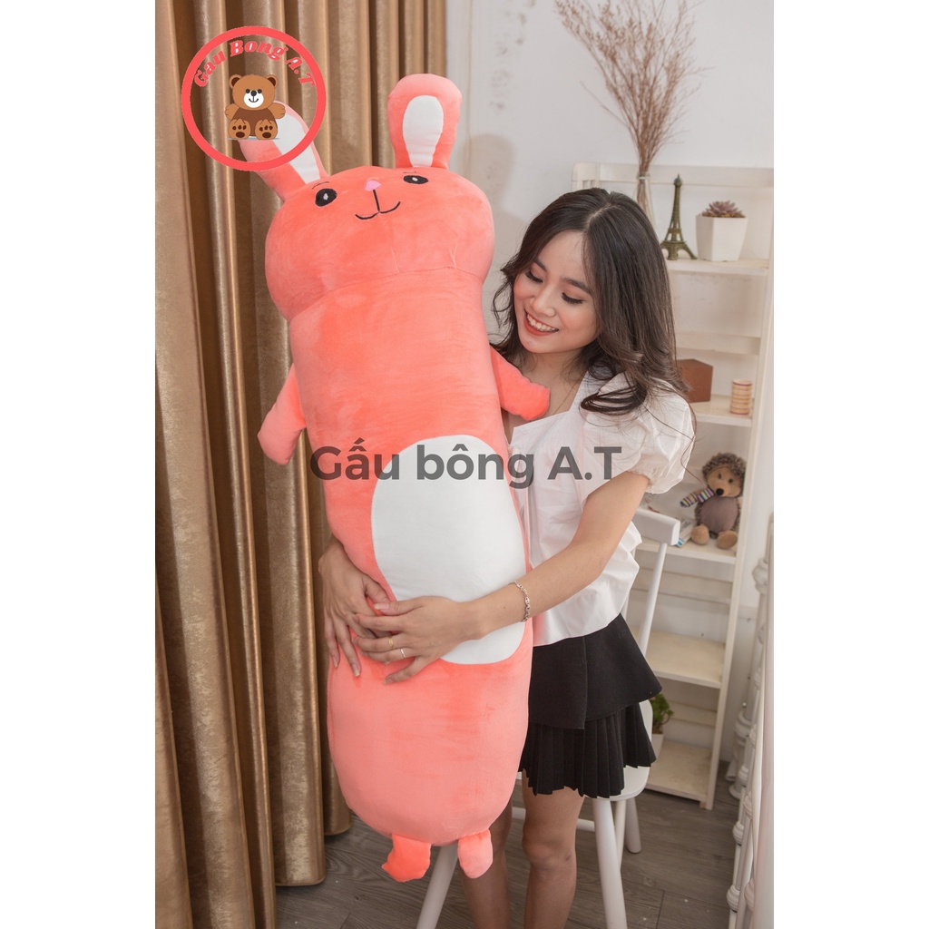 Gấu bông GỐI ÔM THỎ, gối ôm cho bé hình thú ngộ nghĩnh vải nhung mềm mịn size 50cm-1m2, quà tặng cho bé Hot Trend