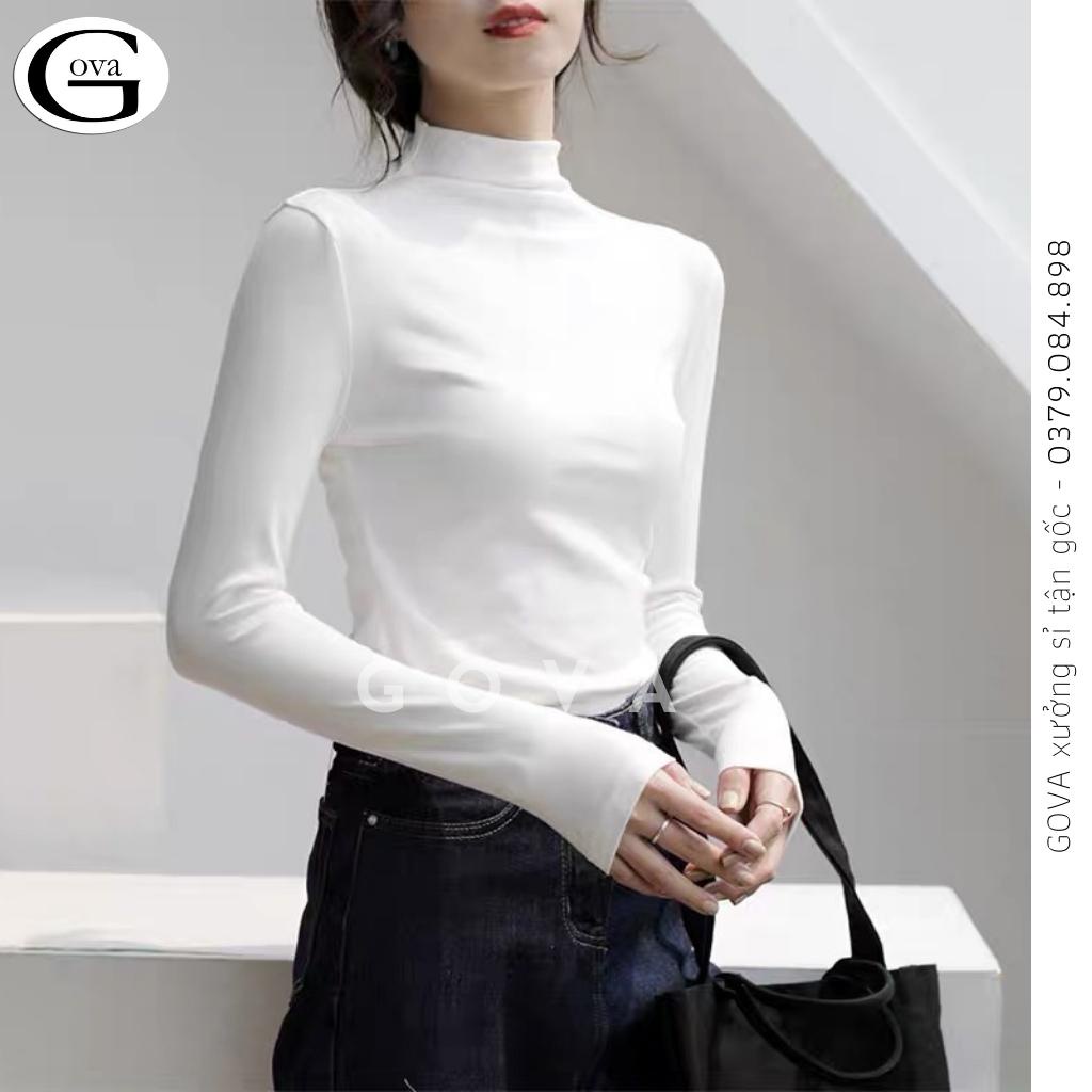 Áo Croptop TAY DÀI CỔ LỌ Thun Borip Kiểu Sexy Nữ, Áo Thun Ôm Body Đẹp GOVA