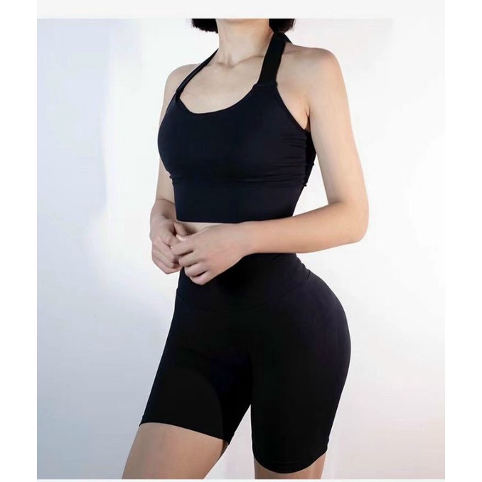 bộ quần áo tập gym yoga nữ chất dệt kim (kèm mút) cột nơ siêu xinh