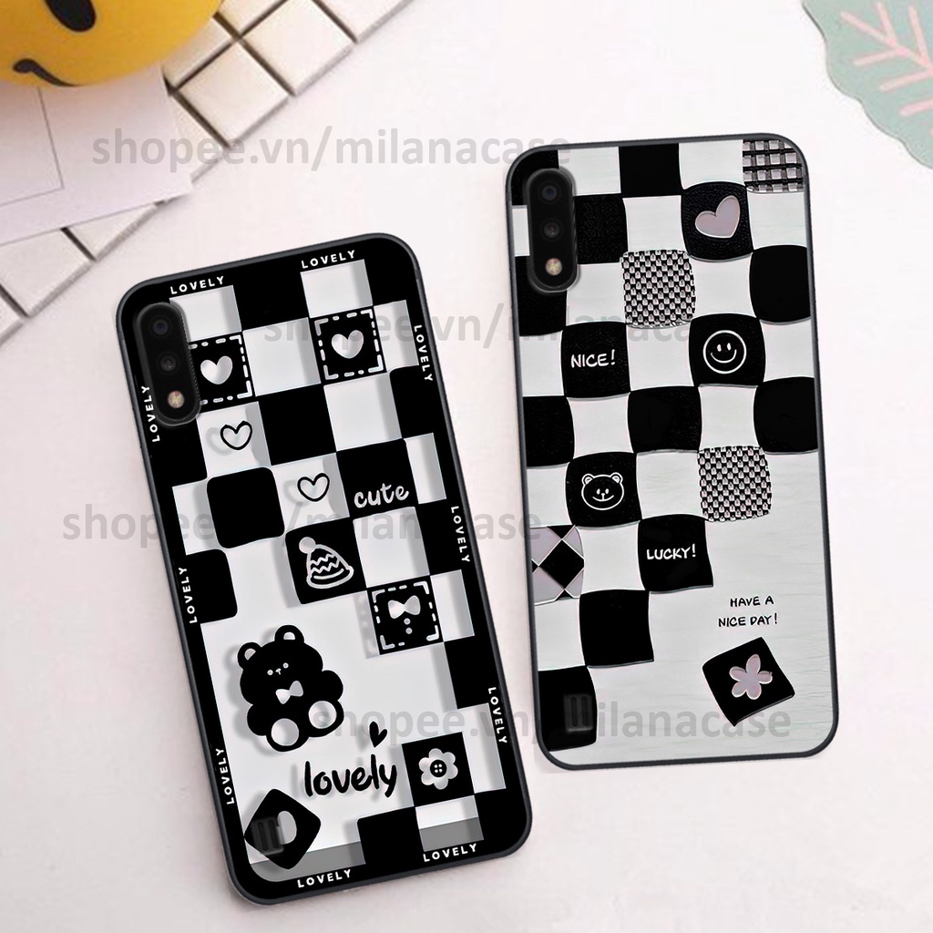 Ốp Samsung A01 / A02 in hình caro trái tim siêu đẹp, siêu nét đầy phong cách cá tính