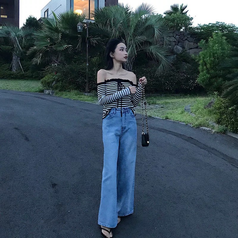 SET ÁO TRỄ VAI KẺ MIX CHÂN VÁY MIDI LEN TĂM