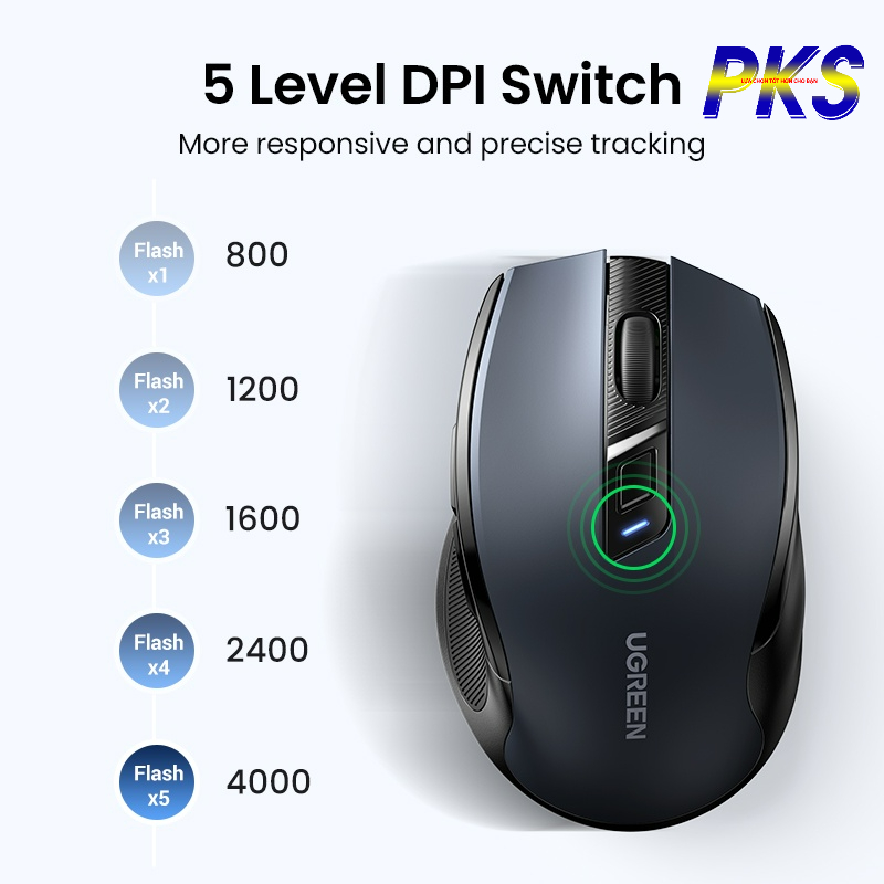 Chuột không dây im lặng 2.4G &amp; Bluetooth Wireless Silent Mouse 4000DPI UGREEN cao cấp