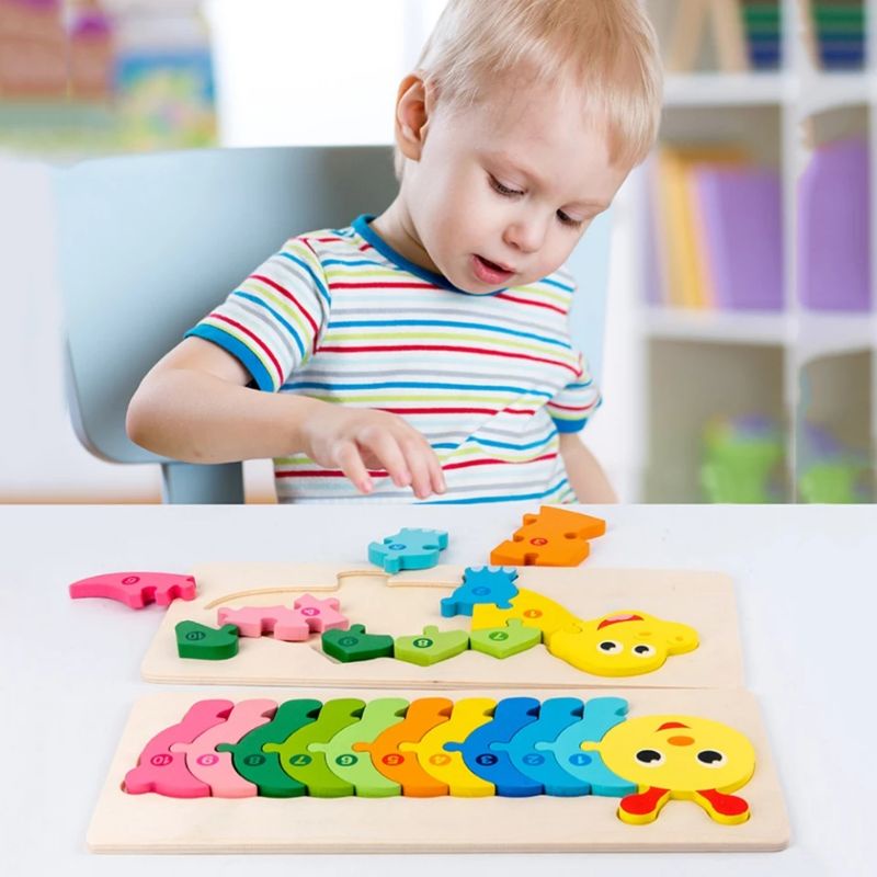 Đồ chơi tranh ghép gỗ nổi nối 10 số loại đẹp miếng ghép to bản giúp bé học số Kumi toys