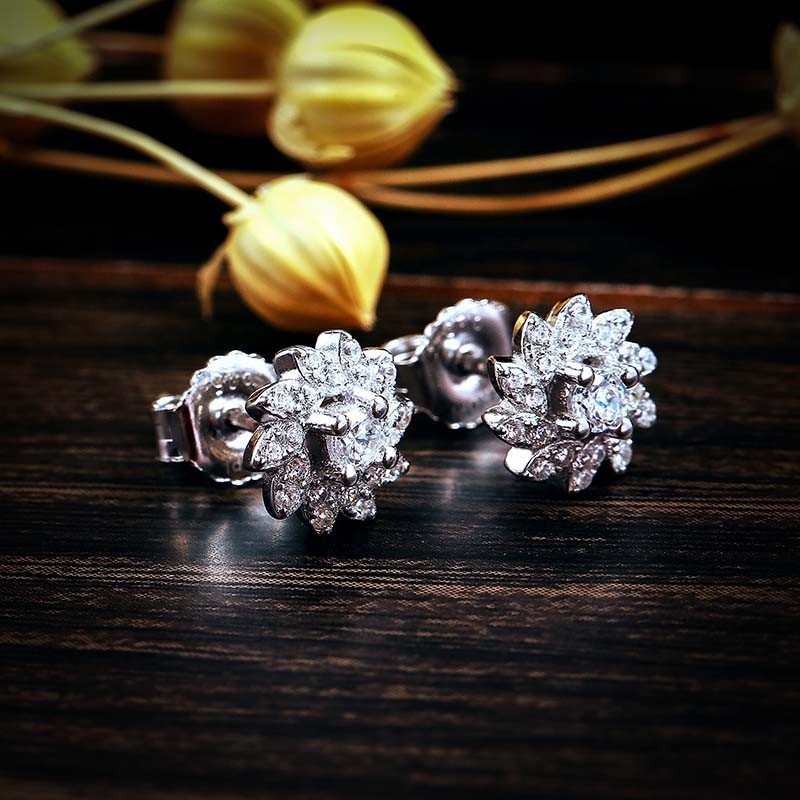 Bông tai bạc Silvery Flower