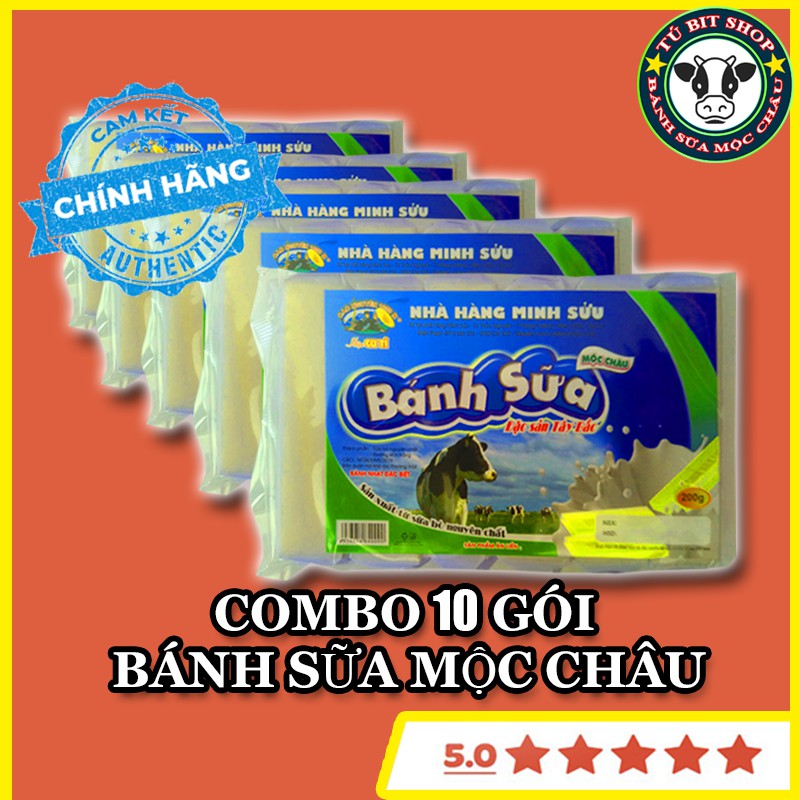 Combo 10 gói Bánh Sữa Mộc Châu - Đặc Sản Tây Bắc (gói 200g hiệu Cu Tỉ)