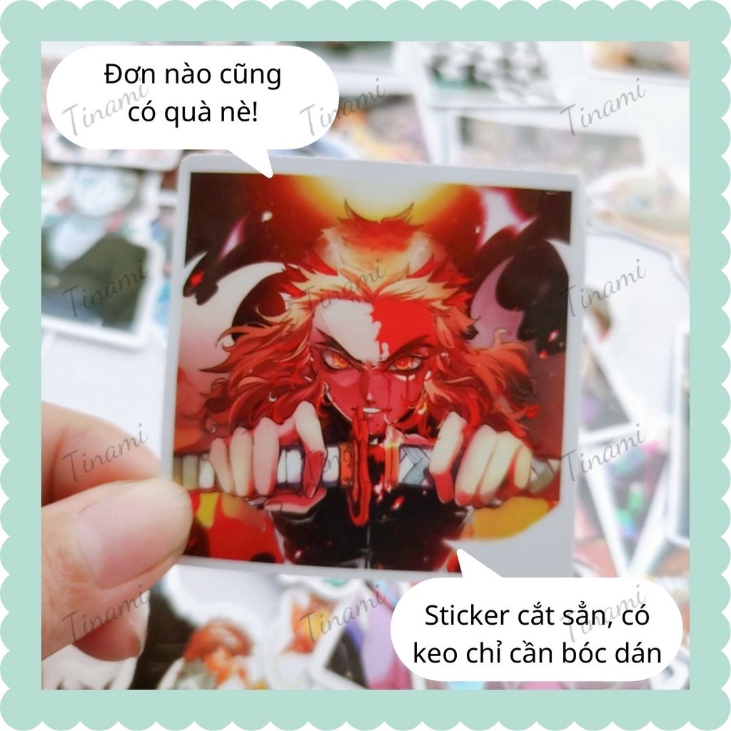 Bộ 50 Sticker Anime Kimetsu No Yaiba hình dán chống nước Manga Demon Slayer dùng làm quà tặng trang trí sổ laptop KNY004