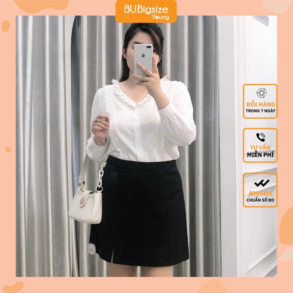 Sơ mi dáng suông thiết kế bèo hoa cổ BIG SIZE (55kg đến 95kg) - 21YSM110 - [BU Bigsize Young]