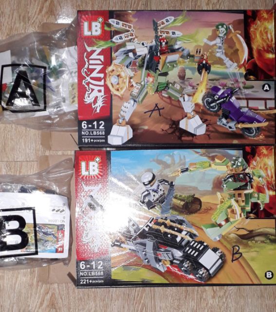 Lắp ráp 1 hộp LegoNinja xe_máy bay 568 có trên 200 chi tiết bằng nhựa ABS